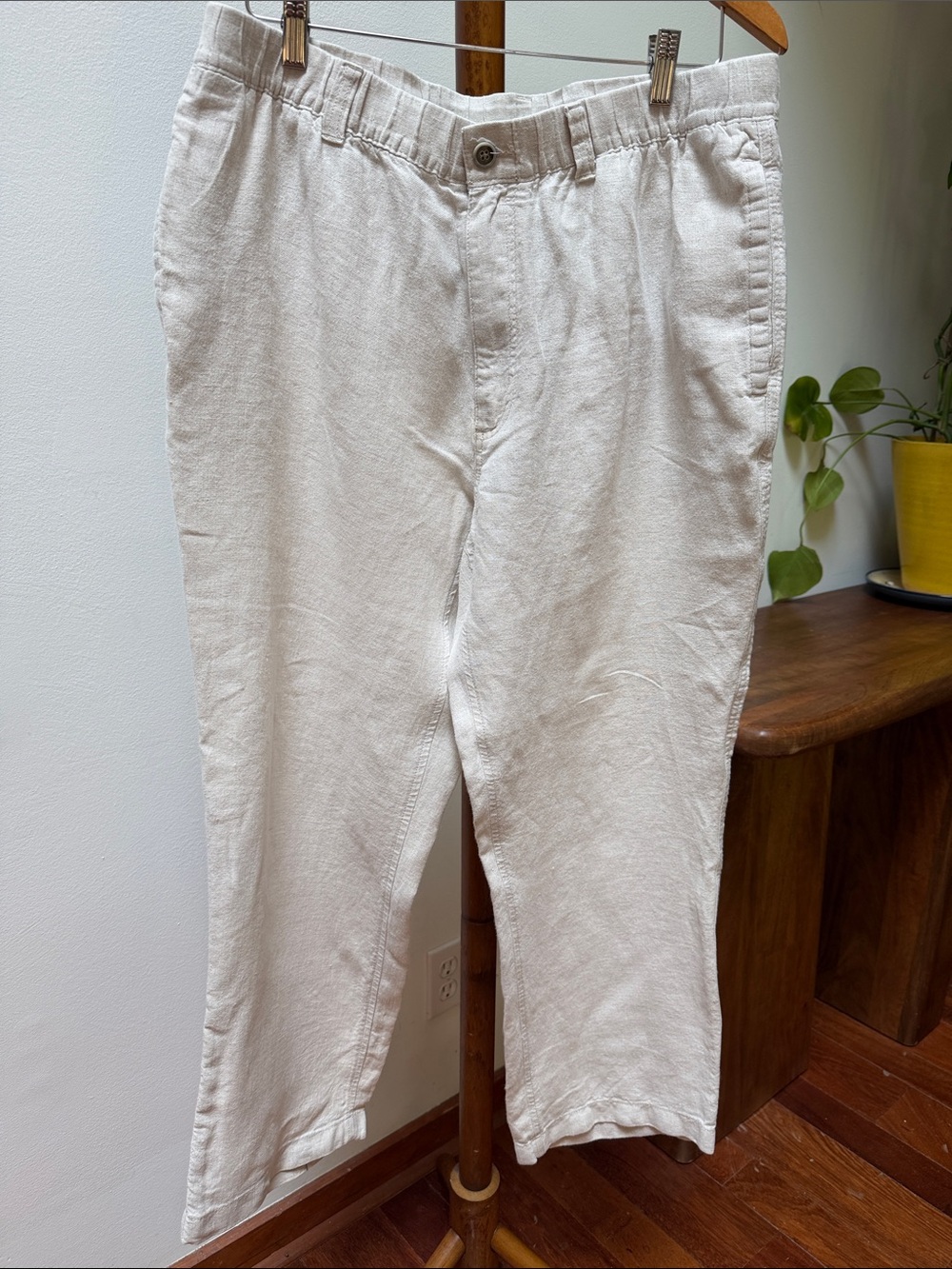 Caribbean Men's Casual Linen-Blend Pants in Off-White Size 38 X 30